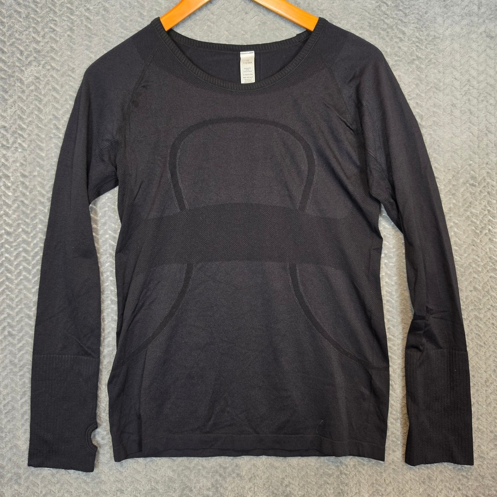 Lululemon Swiftly Tech Long Sleeve 2.0 Black Shirt Size 10 Thumbholes Activewear